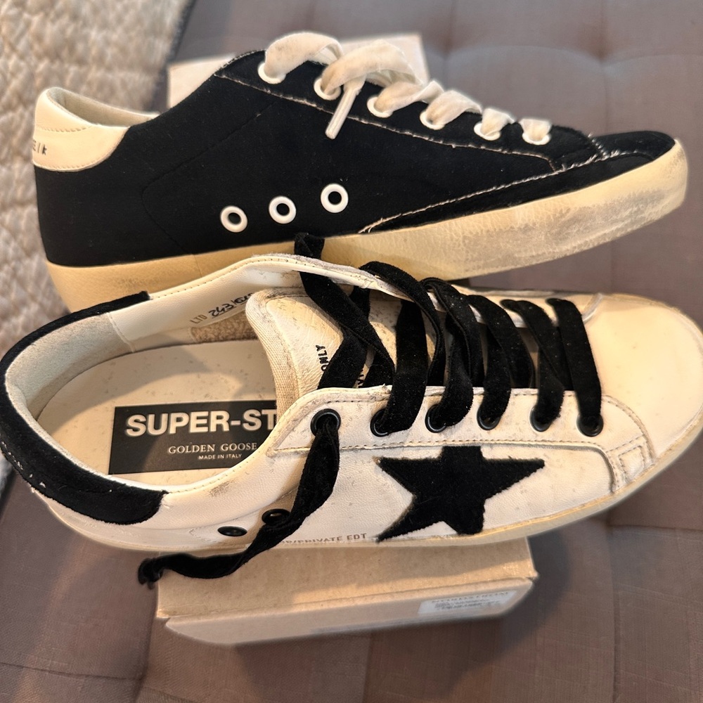 Golden Goose Black and Cream Star Sneakers size 8 Brand New from Nordstrom